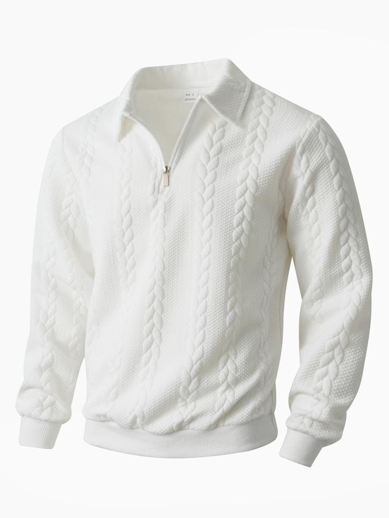 Men's Fall Winter Polo Neck Long Sleeve Sweatshirt for Daily Wear, Old Money Half-Zip Design, Casual Versatile Trendy Simple Sweatshirt，Essential for Men's Wardrobe