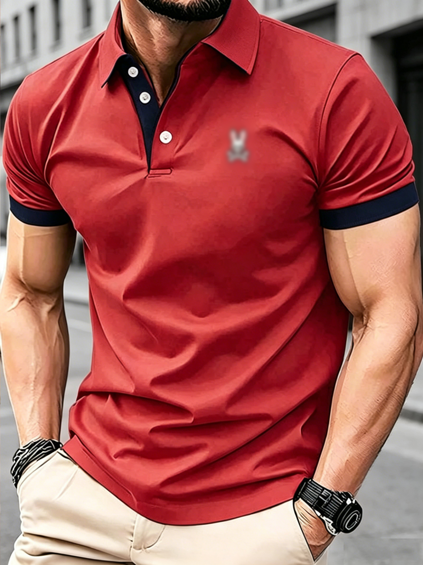 ⏰️Limited Time Sale⏰️Men’s Casual Contrast Trim Short Sleeve Golf Polo Shirt 