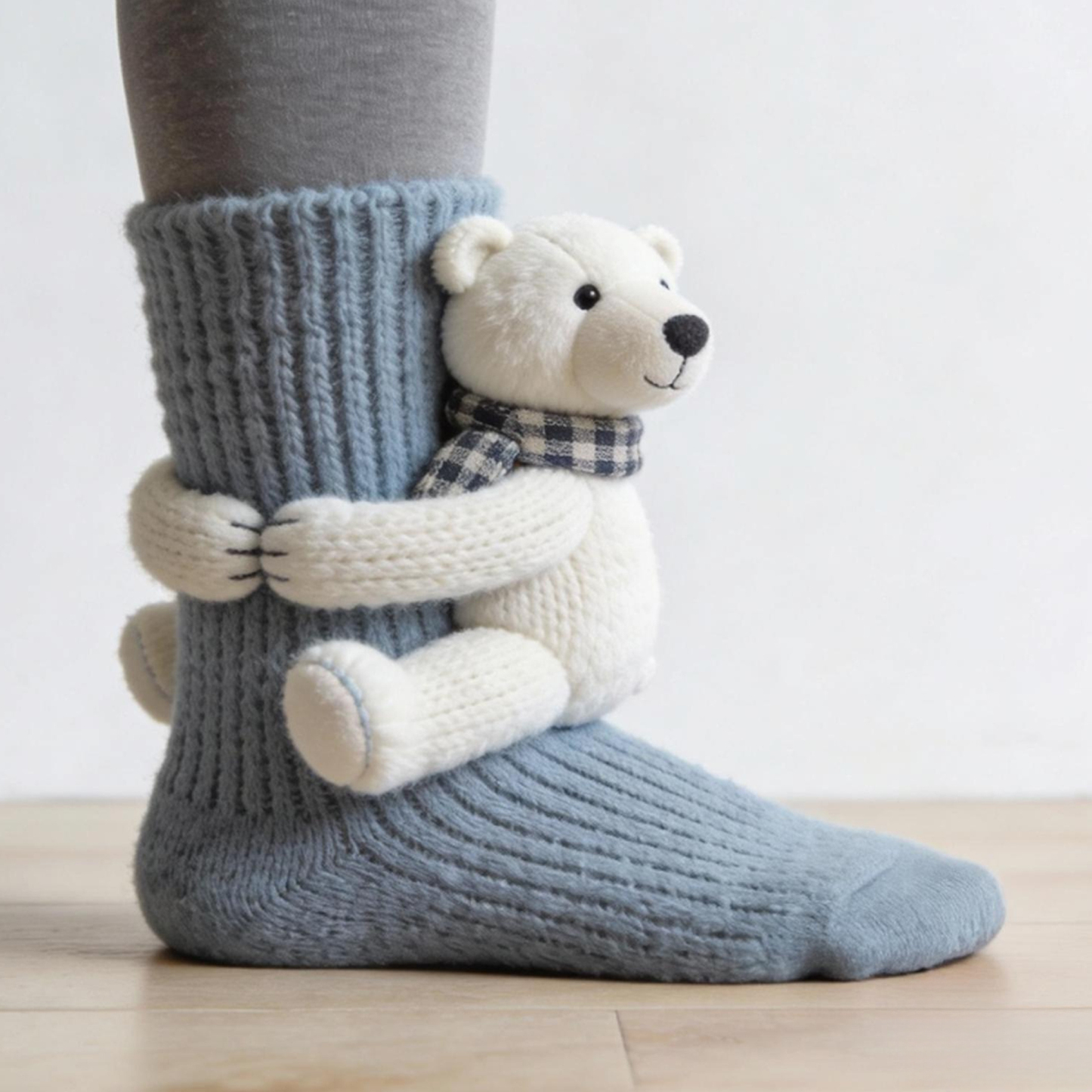 3D Polar Bear Socks - Blue
