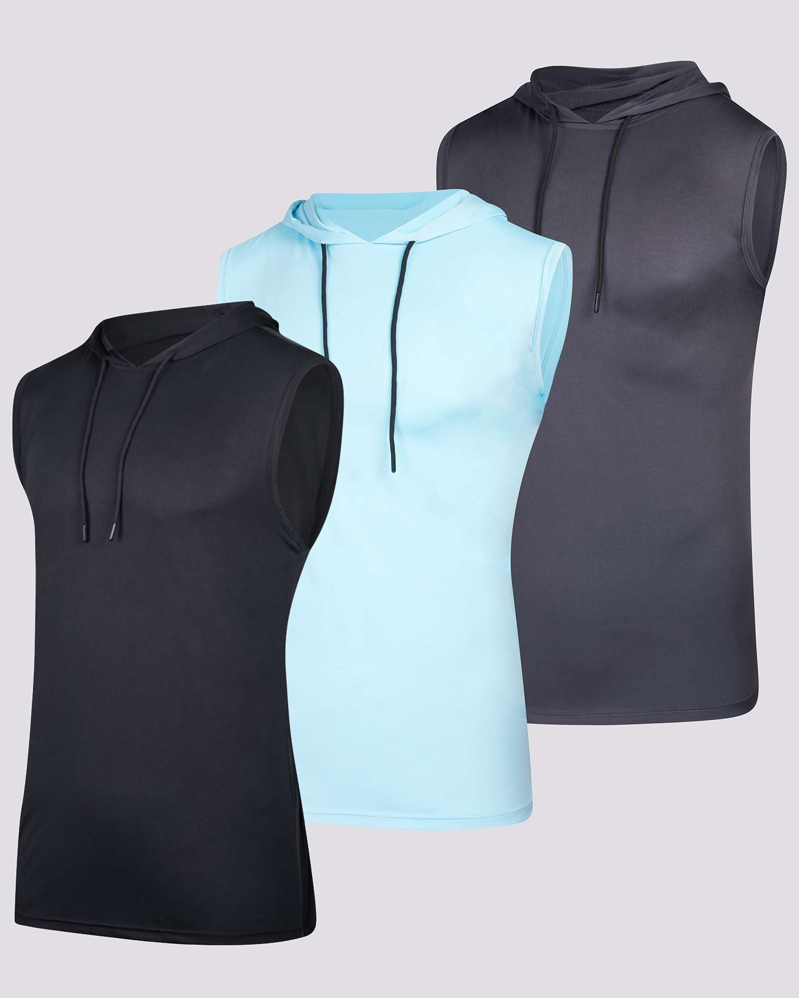 Men's Dry-Fit Active Hooded Tank Top Workout Drawstring Top (Available in Big & Tall)