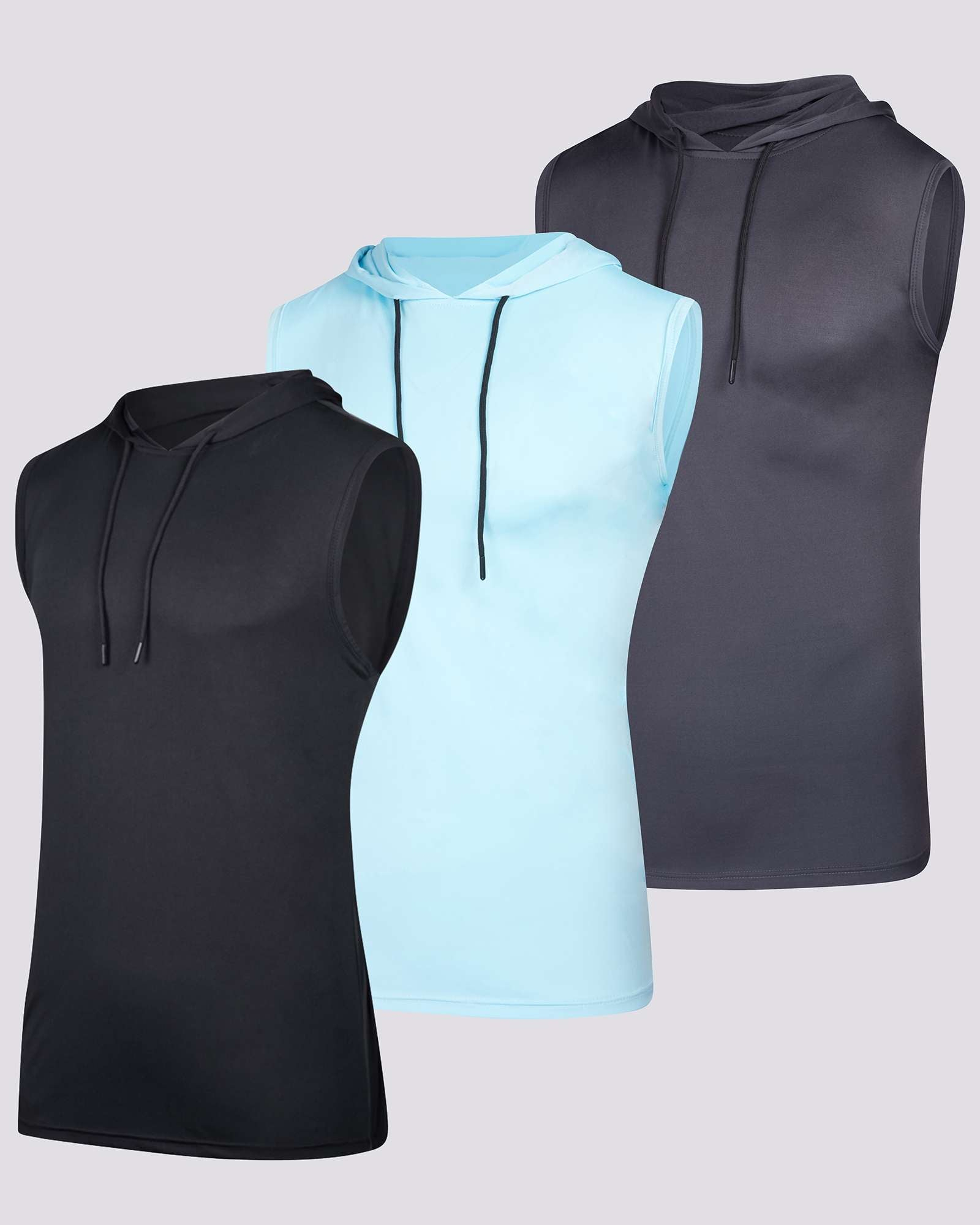 Men's Dry-Fit Active Hooded Tank Top Workout Drawstring Top (Available in Big & Tall)
