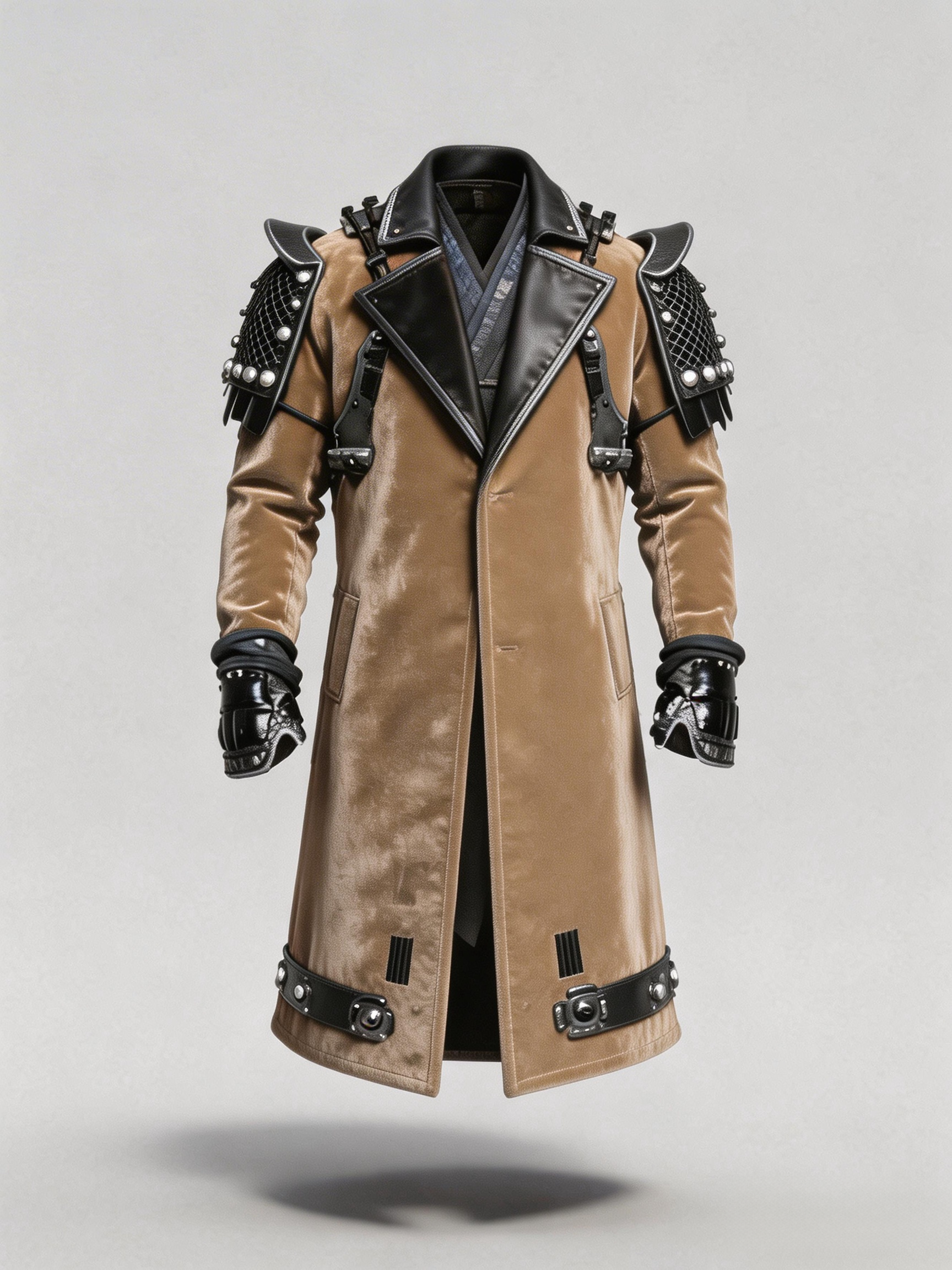 Men's Fashionable Velvet Samurai Coat with Studded Cosplay Jacket