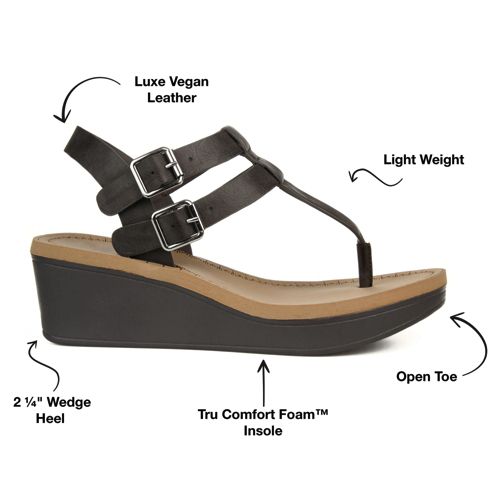 Journee Women's Bianca Comfort T-Strap Wedge Sandals