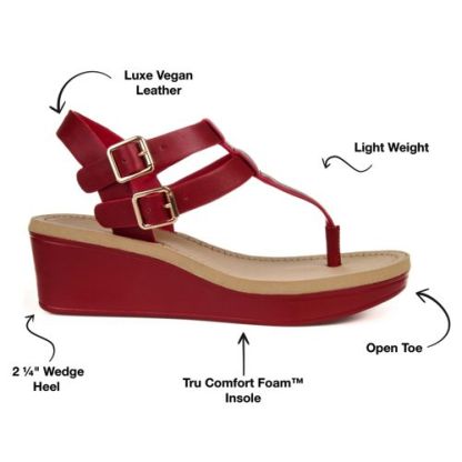 Journee Women's Bianca Comfort T-Strap Wedge Sandals