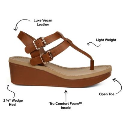Journee Women's Bianca Comfort T-Strap Wedge Sandals