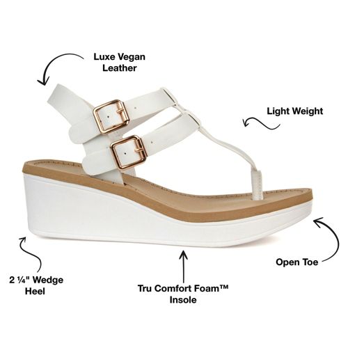 Journee Women's Bianca Comfort T-Strap Wedge Sandals