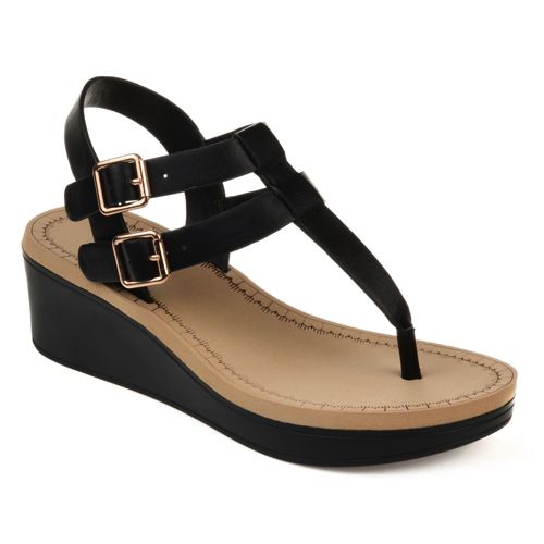 Journee Women's Bianca Comfort T-Strap Wedge Sandals