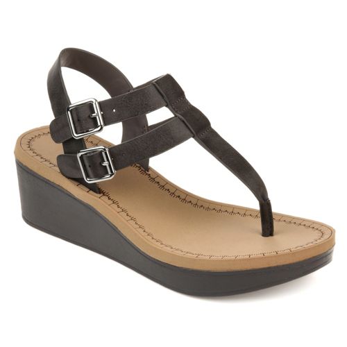 Journee Women's Bianca Comfort T-Strap Wedge Sandals