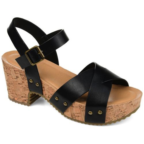 Journee Women's Valentina Criss Cross Strap Block Heel Sandals