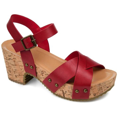 Journee Women's Valentina Criss Cross Strap Block Heel Sandals