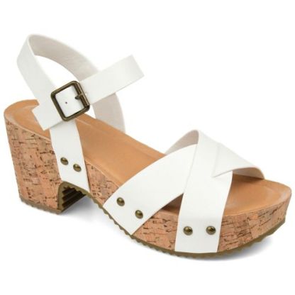 Journee Women's Valentina Criss Cross Strap Block Heel Sandals