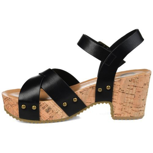 Journee Women's Valentina Criss Cross Strap Block Heel Sandals