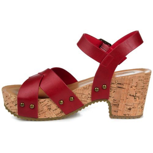 Journee Women's Valentina Criss Cross Strap Block Heel Sandals