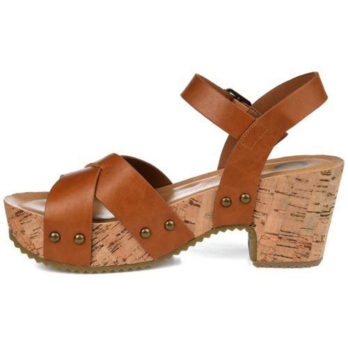 Journee Women's Valentina Criss Cross Strap Block Heel Sandals