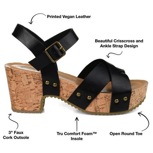 Journee Women's Valentina Criss Cross Strap Block Heel Sandals