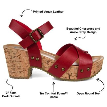 Journee Women's Valentina Criss Cross Strap Block Heel Sandals