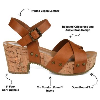 Journee Women's Valentina Criss Cross Strap Block Heel Sandals