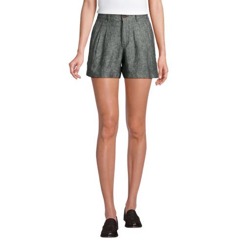 Women's High Rise Pleated A-line 5" Linen Shorts