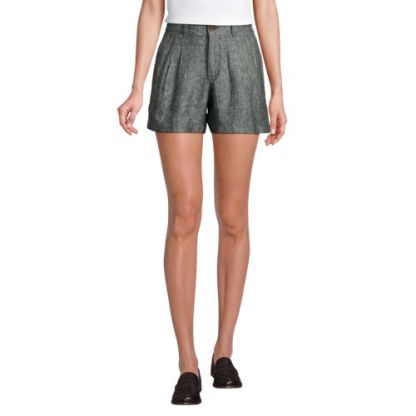 Women's High Rise Pleated A-line 5" Linen Shorts