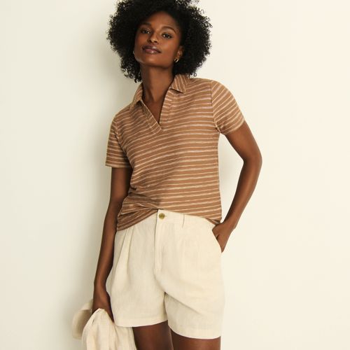 Women's High Rise Pleated A-line 5" Linen Shorts
