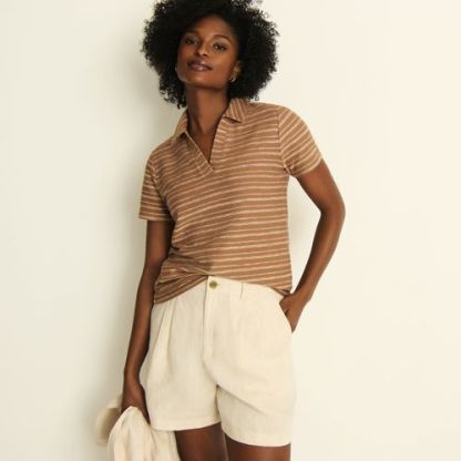 Women's High Rise Pleated A-line 5" Linen Shorts