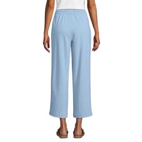 Women's Sport Knit Elastic Waist Wide Leg Crop Pants