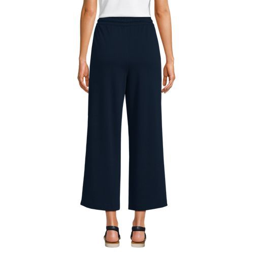 Women's Sport Knit Elastic Waist Wide Leg Crop Pants