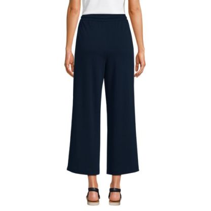 Women's Sport Knit Elastic Waist Wide Leg Crop Pants