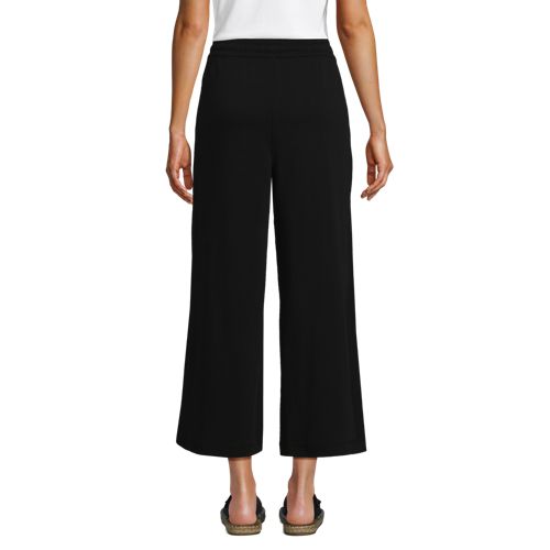 Women's Sport Knit Elastic Waist Wide Leg Crop Pants
