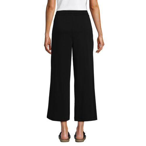 Women's Sport Knit Elastic Waist Wide Leg Crop Pants