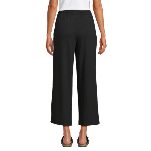 Women's Sport Knit Elastic Waist Wide Leg Crop Pants