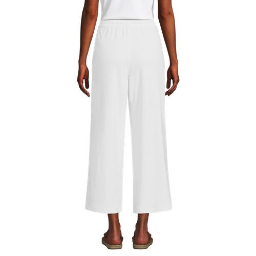 Women's Sport Knit Elastic Waist Wide Leg Crop Pants