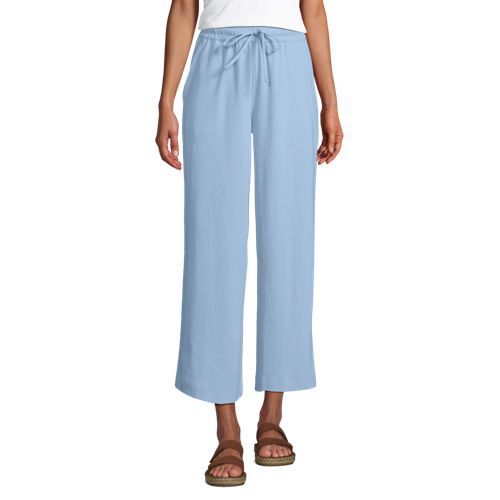 Women's Sport Knit Elastic Waist Wide Leg Crop Pants