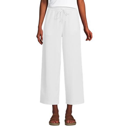 Women's Sport Knit Elastic Waist Wide Leg Crop Pants