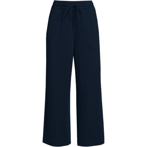 Women's Sport Knit Elastic Waist Wide Leg Crop Pants