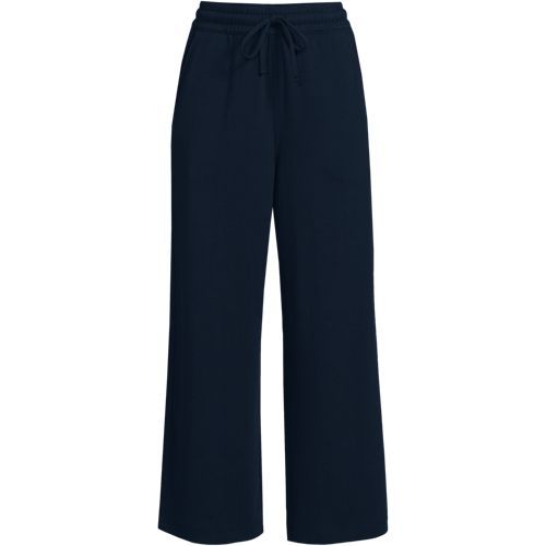 Women's Sport Knit Elastic Waist Wide Leg Crop Pants