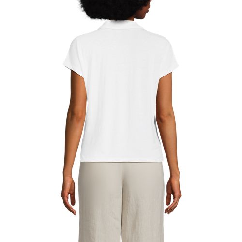 Women's Linen Blend Johnny Collar Polo