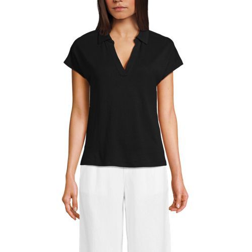 Women's Linen Blend Johnny Collar Polo