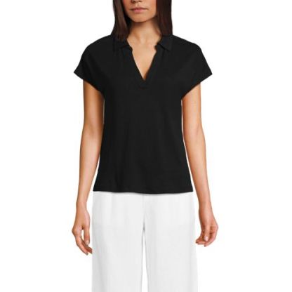 Women's Linen Blend Johnny Collar Polo