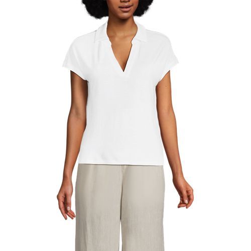 Women's Linen Blend Johnny Collar Polo