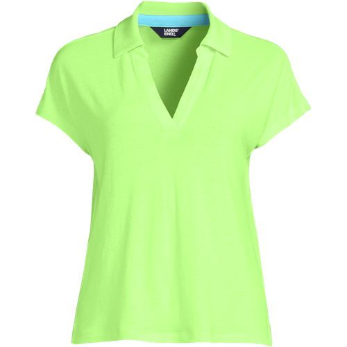 Women's Linen Blend Johnny Collar Polo