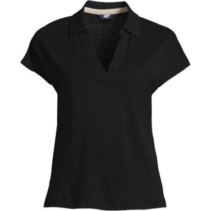 Women's Linen Blend Johnny Collar Polo