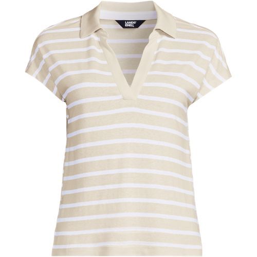 Women's Linen Blend Johnny Collar Polo
