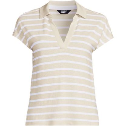 Women's Linen Blend Johnny Collar Polo