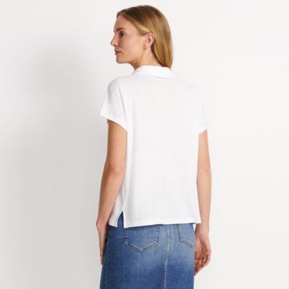 Women's Linen Blend Johnny Collar Polo