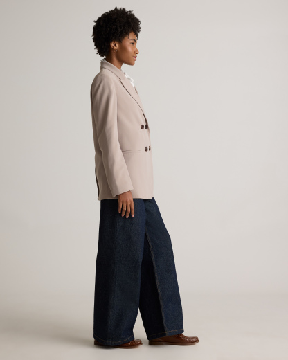 Stretch Crepe Relaxed Double-Breasted Blazer