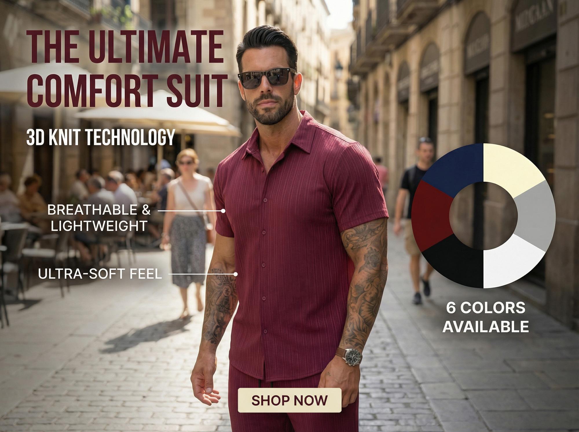 KZZ Men's Maroon Button-Front Shirt & Drawstring Pocket Trousers Set - Casual Short Sleeve Fitted Shirt & Elastic Waist Trousers for Summer Wear - Formal Menswear, FallFreshness Shortsleeve christmas gifts for him