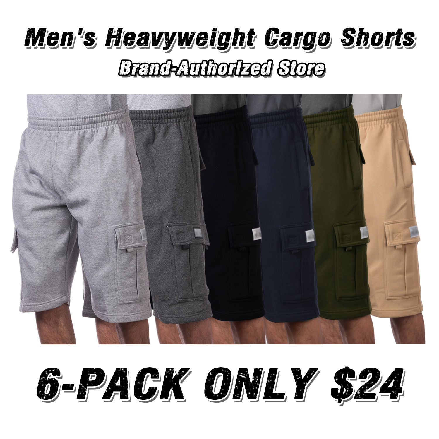 Men's Heavyweight Fleece Cargo Shorts 6 Pockets Relaxed Fit Sweat Shorts