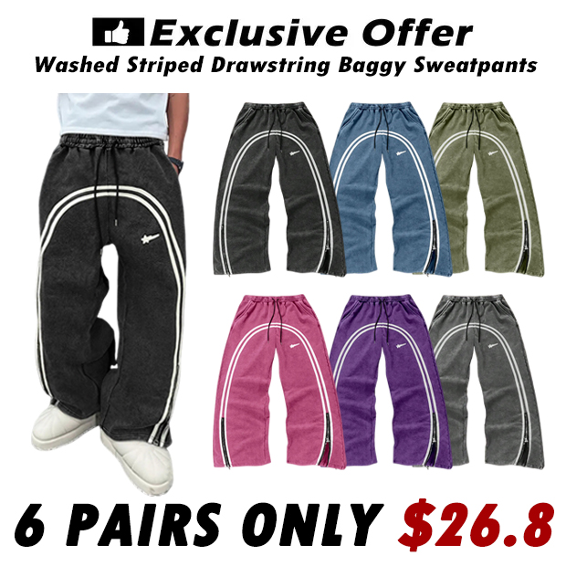 Men's Striped Drawstring Waist Sweatpant Unisex Streetwear Baggy Pant