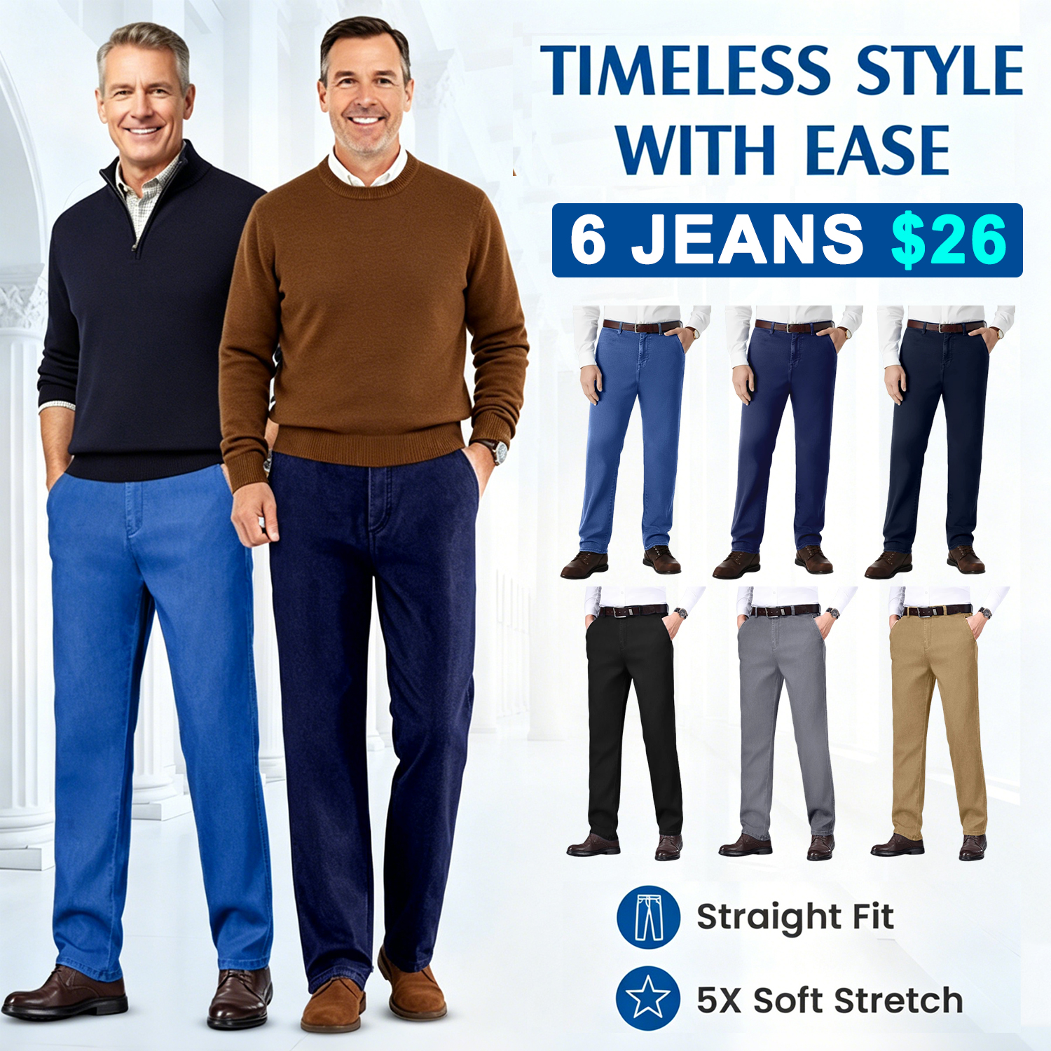 🔥Clearance sale, limited stock !🔥Men's Classic Straight Fit Stretch Jeans